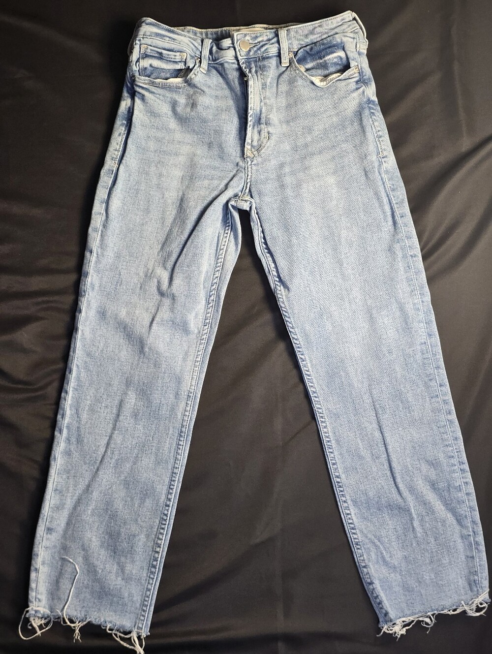 Dear John Jodi Super High Rise Straight Leg Jeans Size 28 Light Wash Frayed Hem